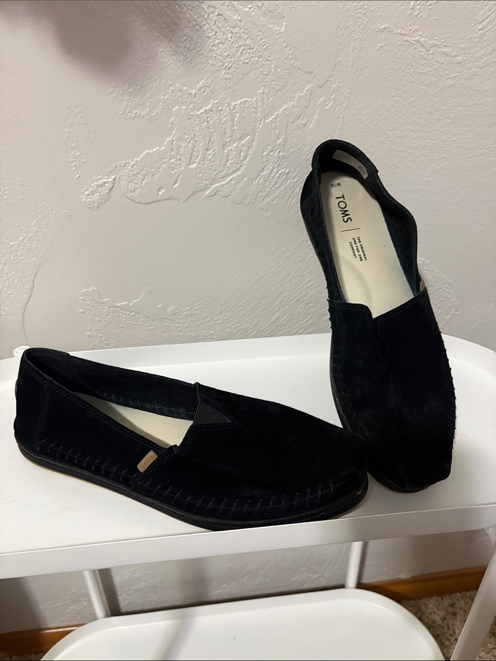 Toms Black Suede Slip-On Loafers